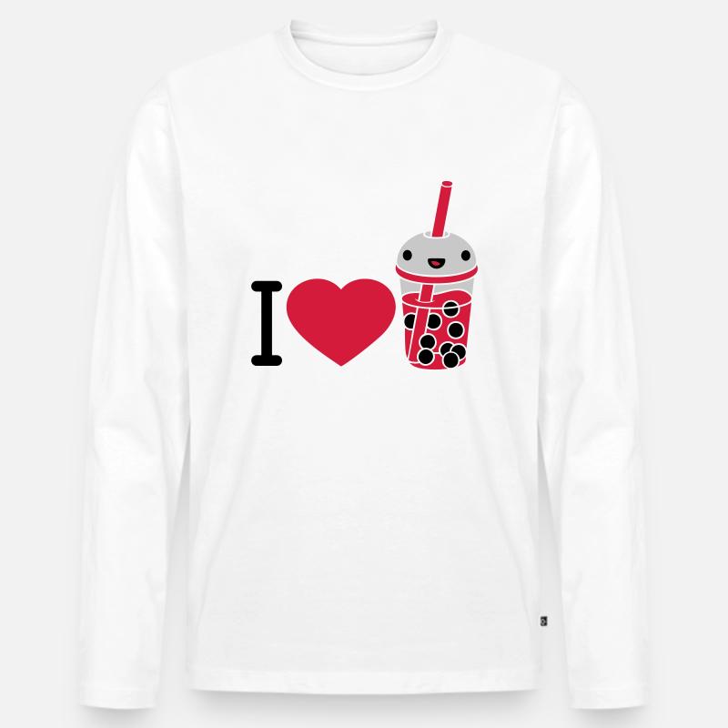 I Love Bubble Tea - Männer Premium Bio Langarmshirt - Weiß
