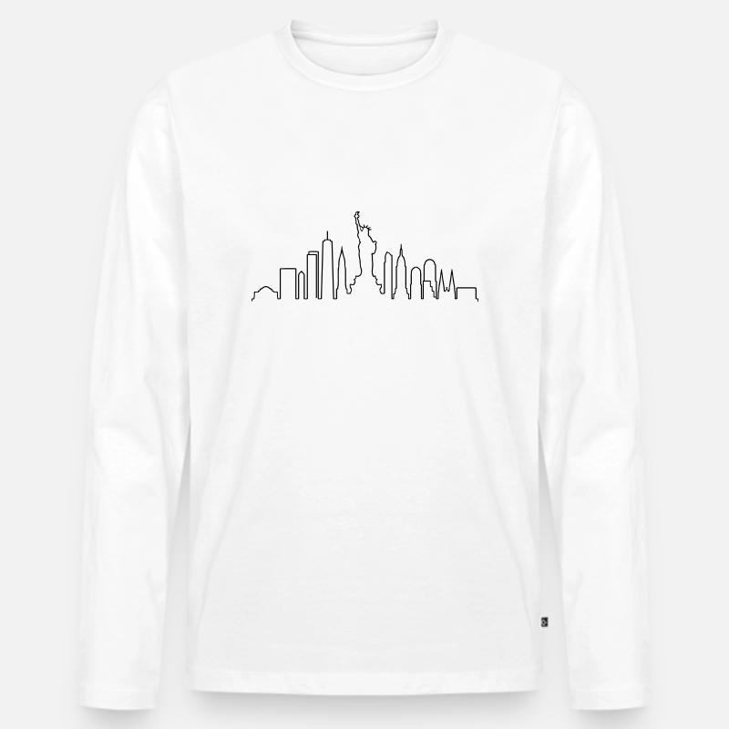 Skyline von NY - Männer Premium Bio Langarmshirt - Weiß