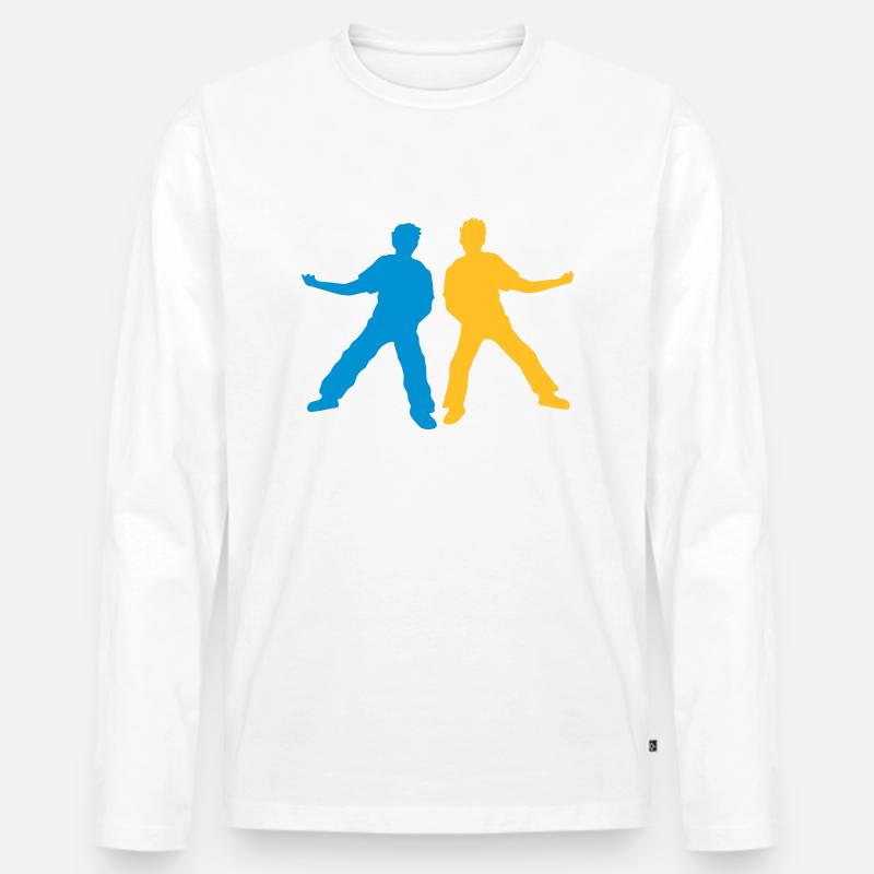 Team 2 Luftgitarre Freunde - Männer Premium Bio Langarmshirt - Weiß