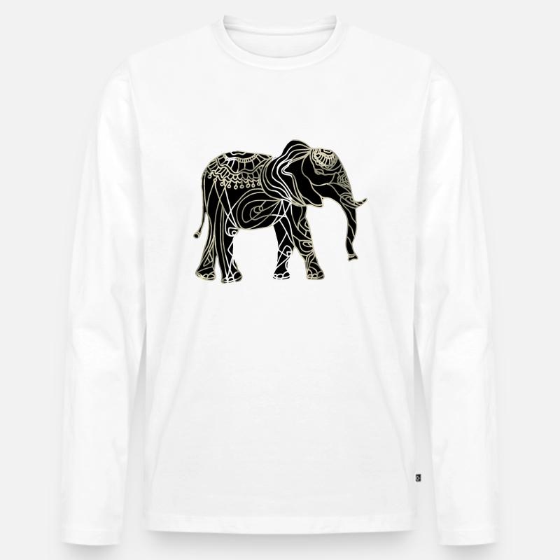 Elefant - Männer Premium Bio Langarmshirt - Weiß