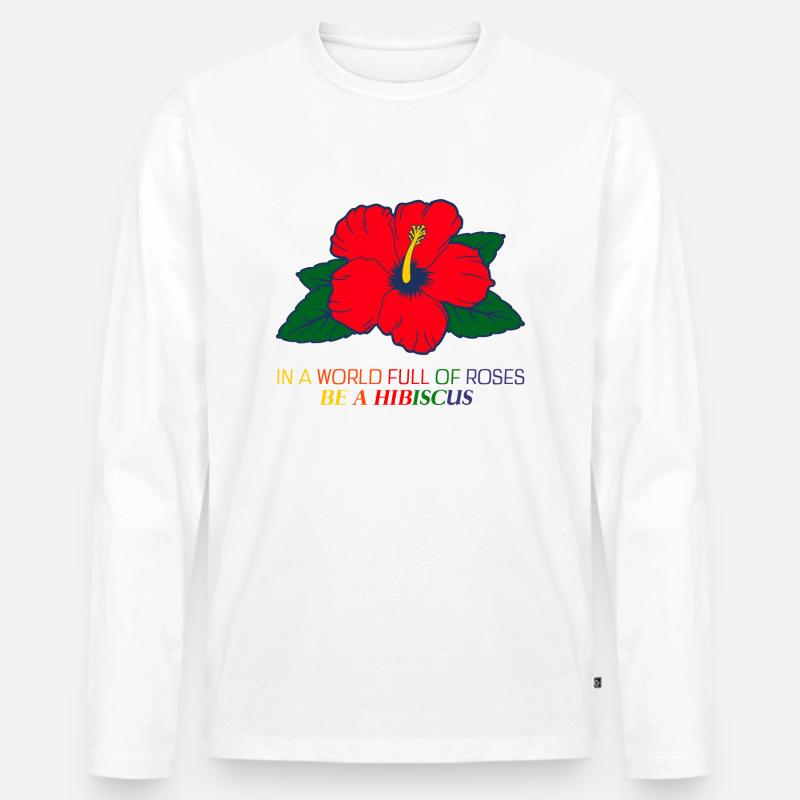 Hibiscus - Männer Premium Bio Langarmshirt - Weiß