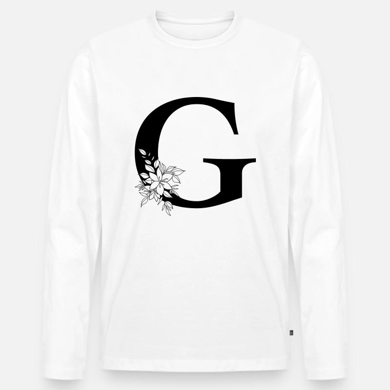 Buchstabe G - Männer Premium Bio Langarmshirt - Weiß