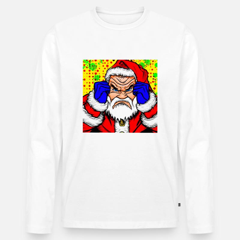Weihnachtsmann mit schlechter Laune - Männer Premium Bio Langarmshirt - Weiß