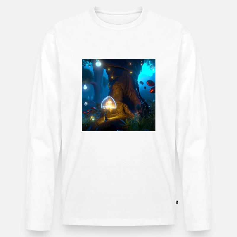 Magischer Wald - Männer Premium Bio Langarmshirt - Weiß