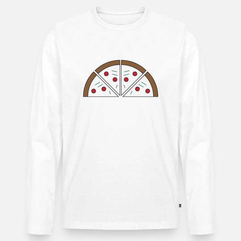 Bild von einer Pizza - Männer Premium Bio Langarmshirt - Weiß