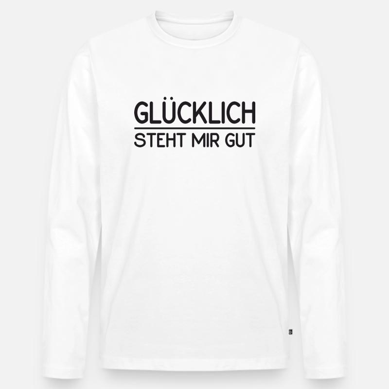 Glücklich steht mir gut - Männer Premium Bio Langarmshirt - Weiß