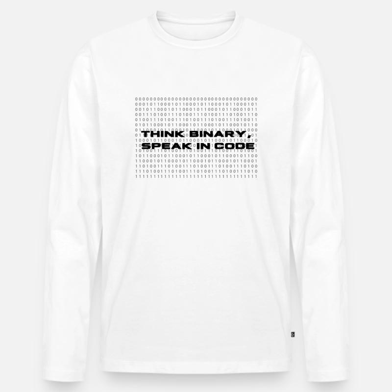 Think binary - speak in code³ - Männer Premium Bio Langarmshirt - Weiß