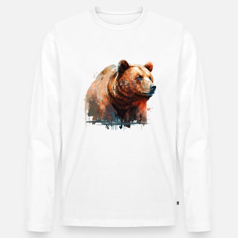 Mächtiger Bär - Männer Premium Bio Langarmshirt - Weiß
