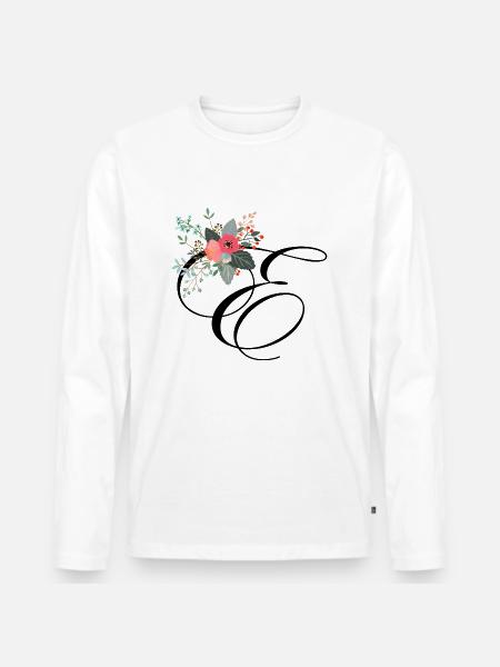 Letter e fleuris - Men's Premium Organic Long Sleeve Shirt - white