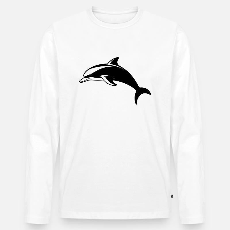 Delfin - Männer Premium Bio Langarmshirt - Weiß