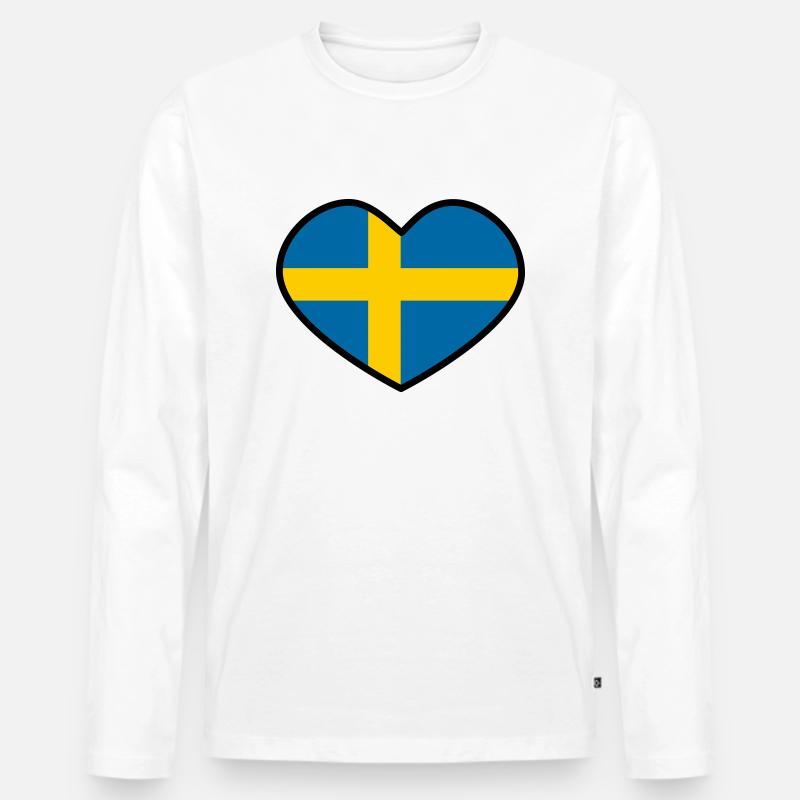 Schwedisches Herz - Männer Premium Bio Langarmshirt - Weiß