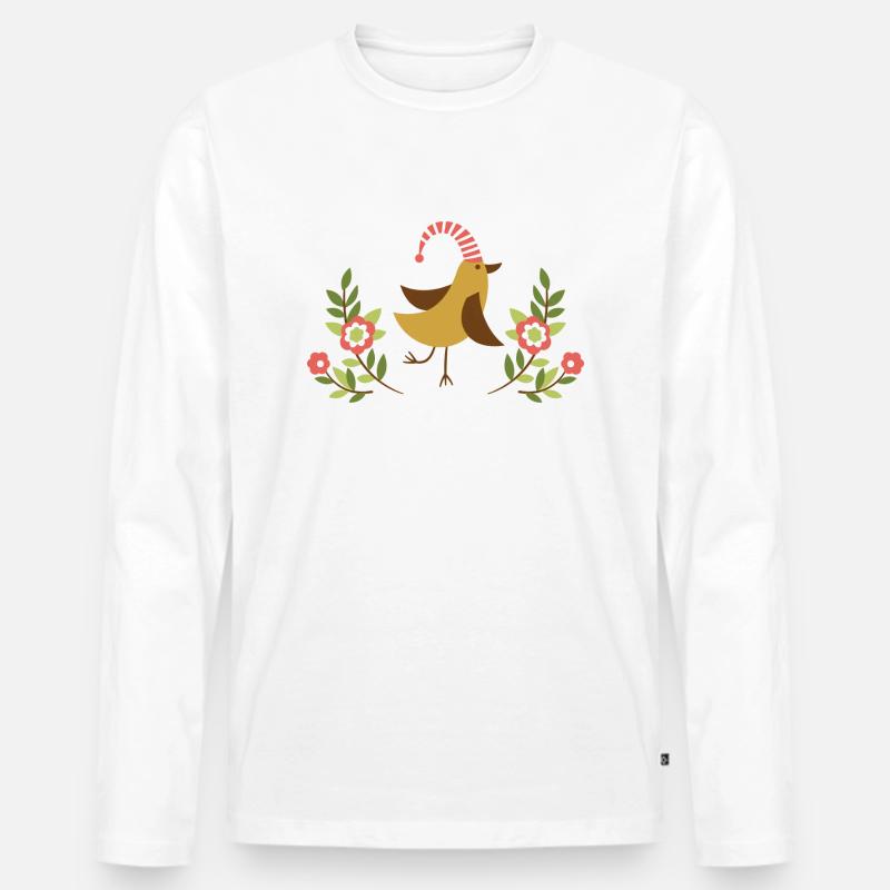 Vogel - Männer Premium Bio Langarmshirt - Weiß