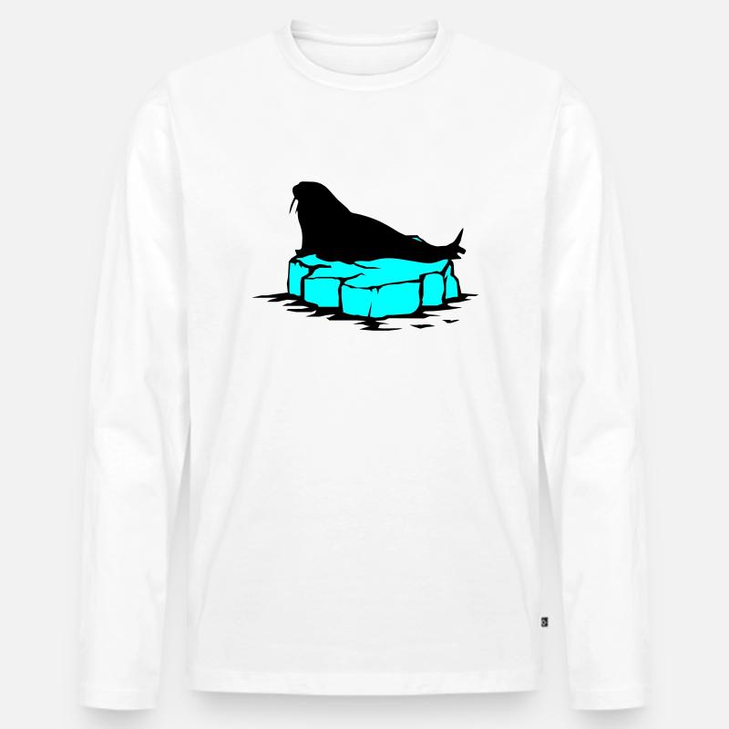 seehund eis - Männer Premium Bio Langarmshirt - Weiß