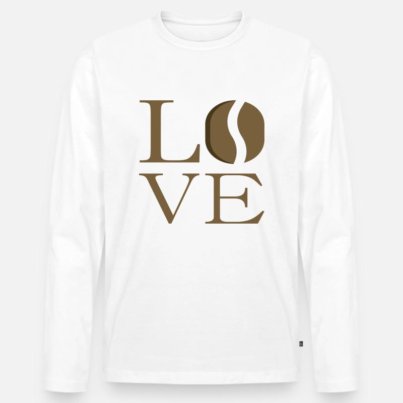 Coffee Love - Kaffeebohnen Liebe - Männer Premium Bio Langarmshirt - Weiß