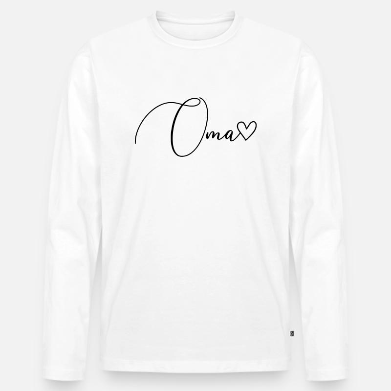 Oma Schrift - Männer Premium Bio Langarmshirt - Weiß