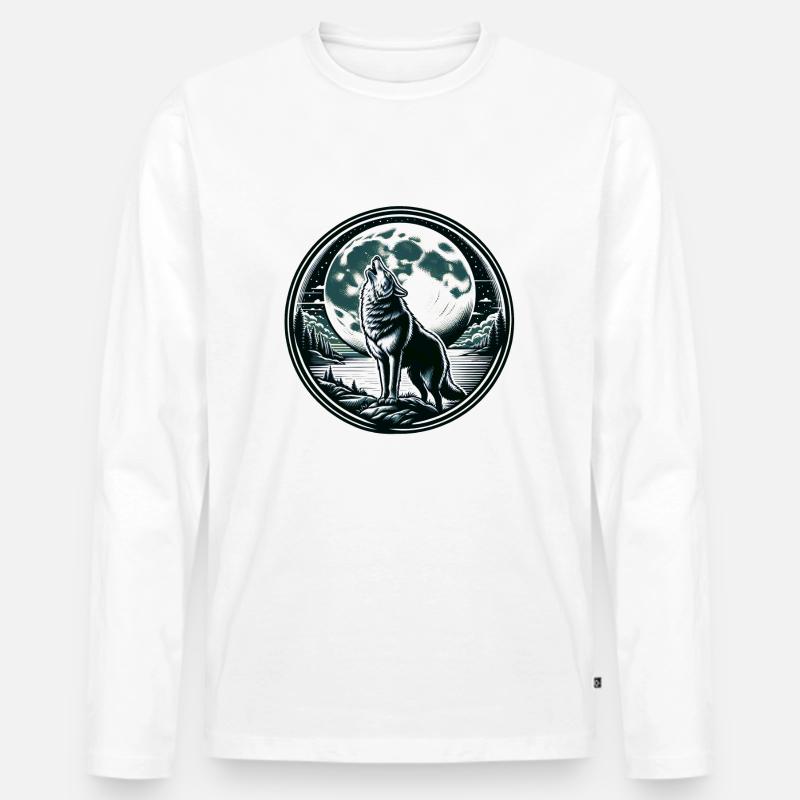 Wolf Mond Werwolf Heulen - Männer Premium Bio Langarmshirt - Weiß