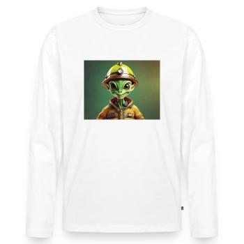 mignon petit pompier extraterrestre rétro rétro vert - T-shirt manches longues Premium bio Homme - blanc - Devant - Nico (187cm)