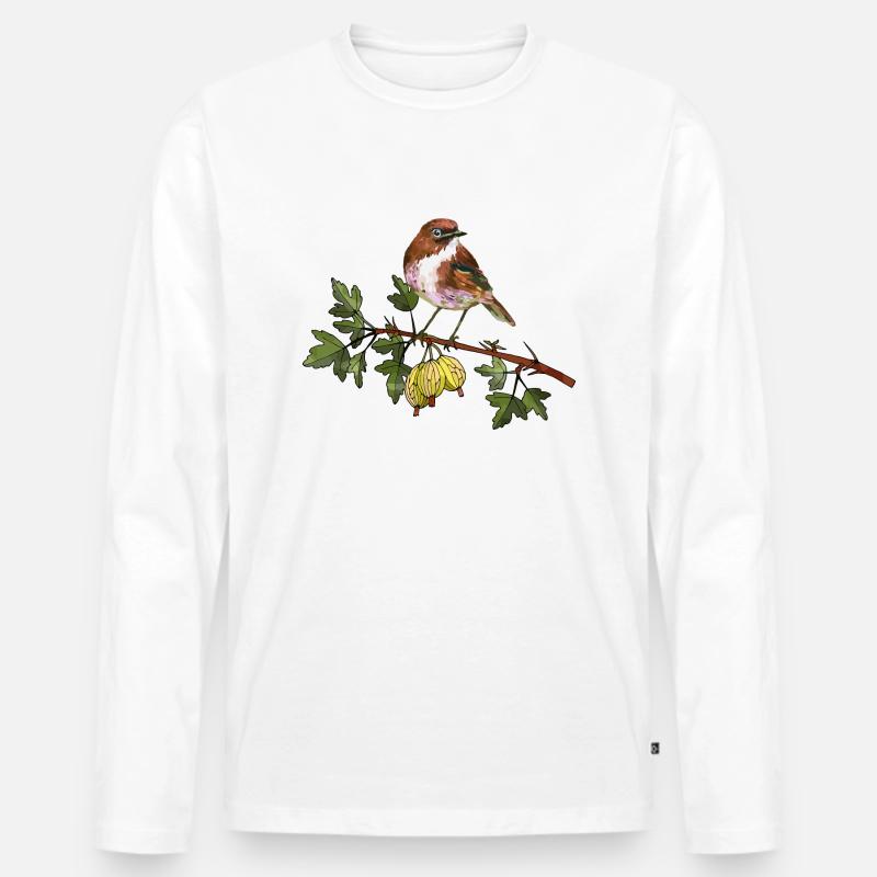 Bunter Vogel - Männer Premium Bio Langarmshirt - Weiß