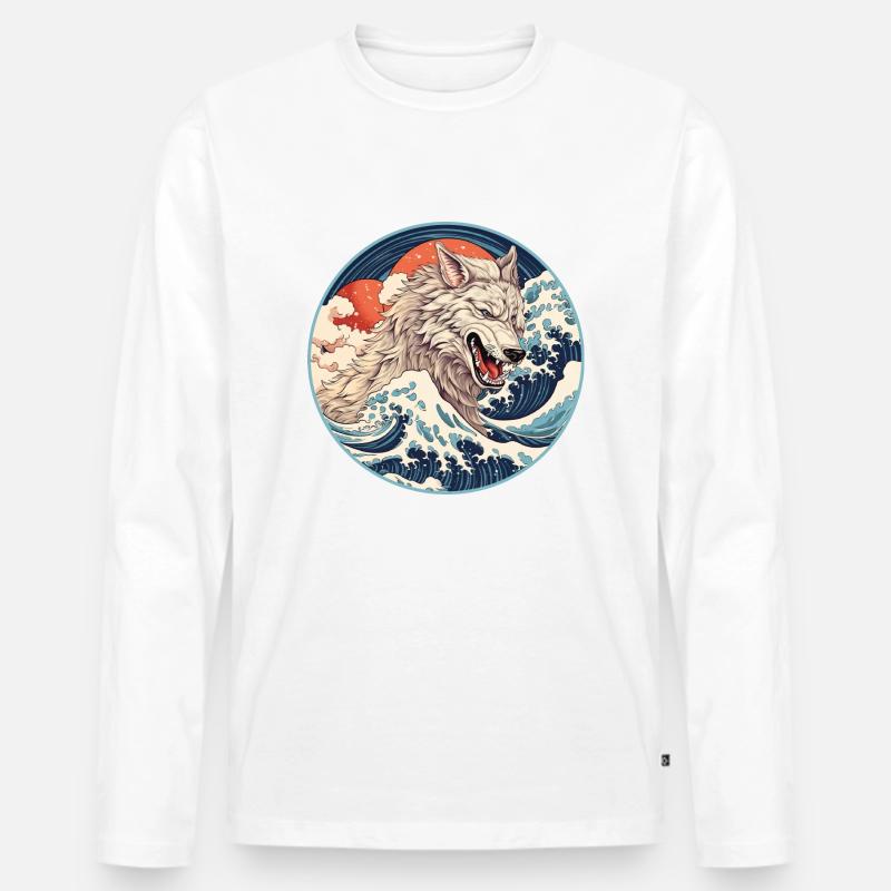 Seewolf Japan - Männer Premium Bio Langarmshirt - Weiß