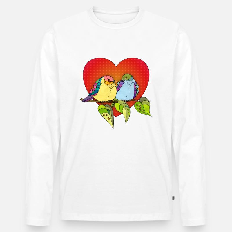 Bunte Vögel - Männer Premium Bio Langarmshirt - Weiß