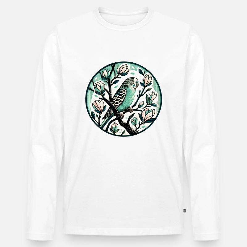 Sittich - Männer Premium Bio Langarmshirt - Weiß