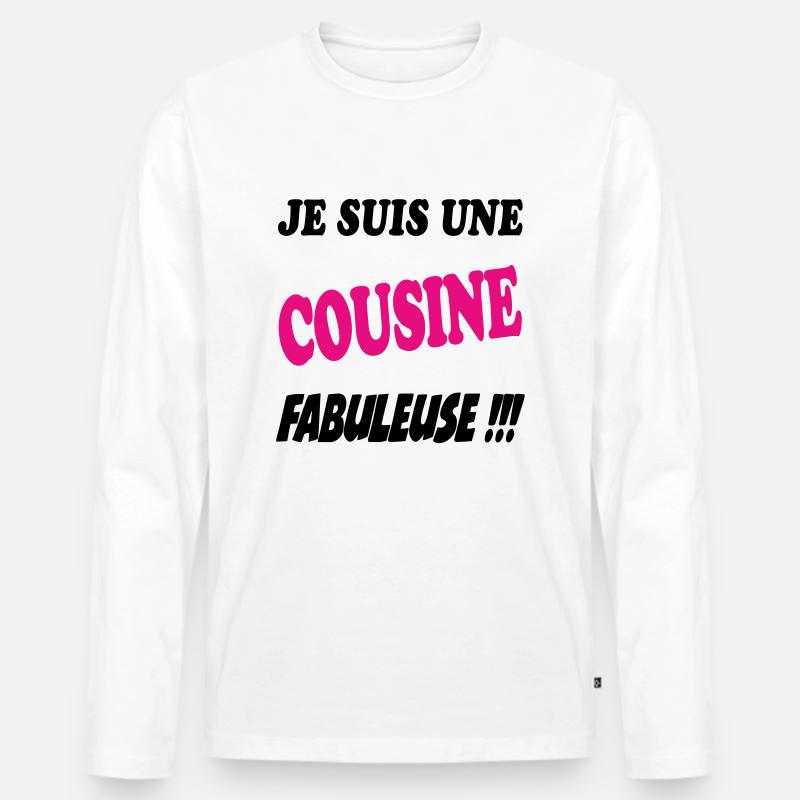 COUSIN NEFFE BRUDER - Männer Premium Bio Langarmshirt - Weiß