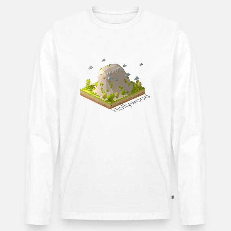 Geometrisches Low-Poly-Hollywood-Zeichen - Männer Premium Bio Langarmshirt - Weiß