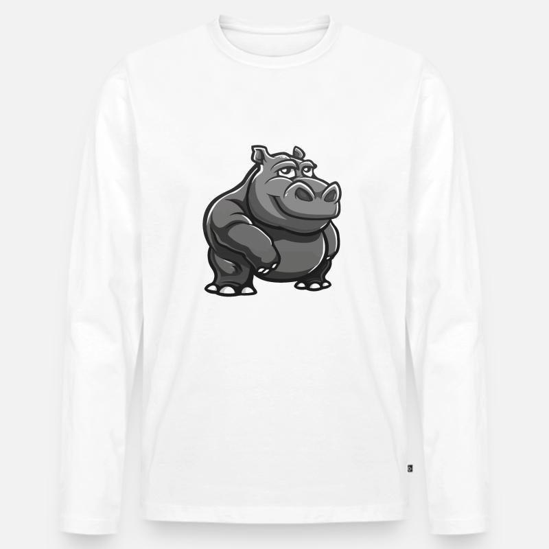 nilpferd - Männer Premium Bio Langarmshirt - Weiß