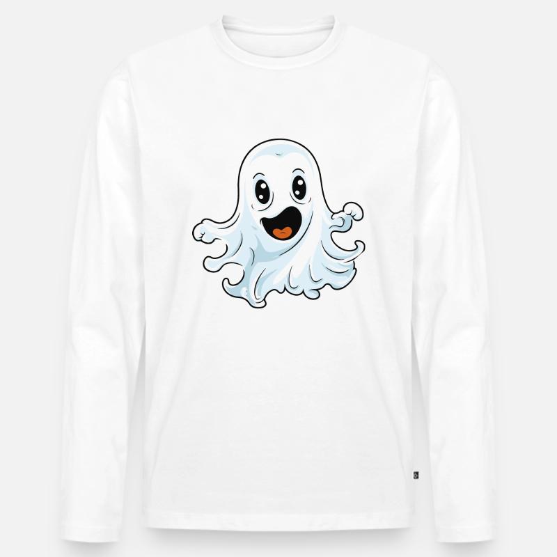 ghost comic - Männer Premium Bio Langarmshirt - Weiß