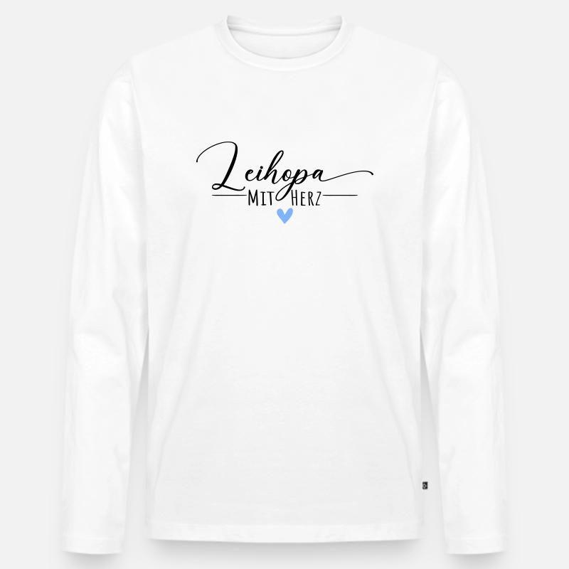 Leihopa mit Herz - Männer Premium Bio Langarmshirt - Weiß