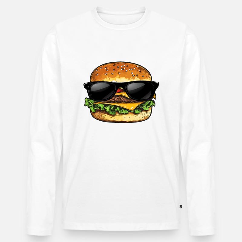 Hamburger Sonnenbrille Burger - Männer Premium Bio Langarmshirt - Weiß
