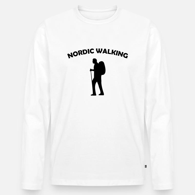 Nordic Walking - Männer Premium Bio Langarmshirt - Weiß