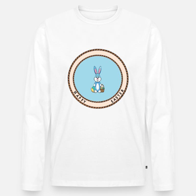 Frohe Ostern - Männer Premium Bio Langarmshirt - Weiß