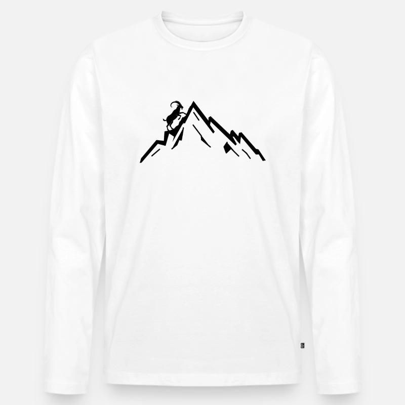 Steinbock Berge Berg - Männer Premium Bio Langarmshirt - Weiß