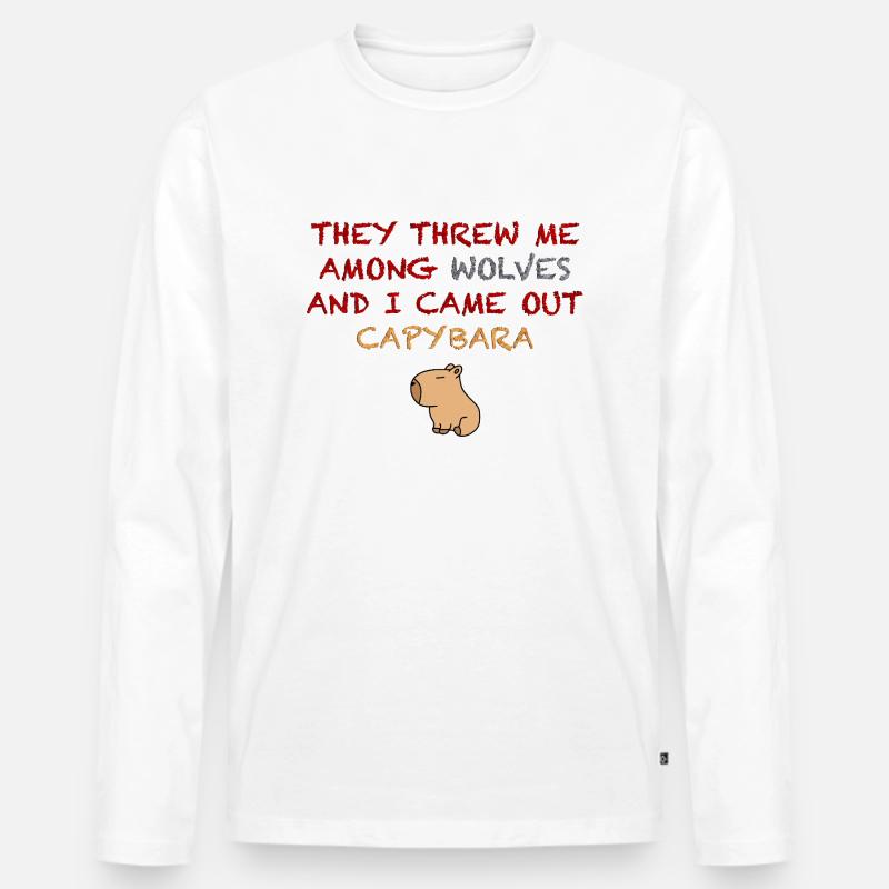 Ich bin ein Capybara - Männer Premium Bio Langarmshirt - Weiß