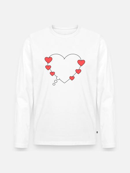 Denkblase mit Herzen - Männer Premium Bio Langarmshirt - Weiß