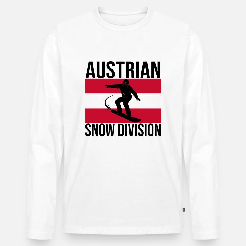 Austrian Snow Division Snowboard Tee - Männer Premium Bio Langarmshirt - Weiß
