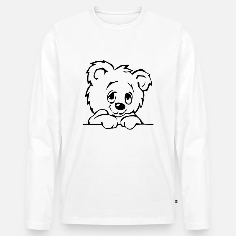 teddy3 - Männer Premium Bio Langarmshirt - Weiß