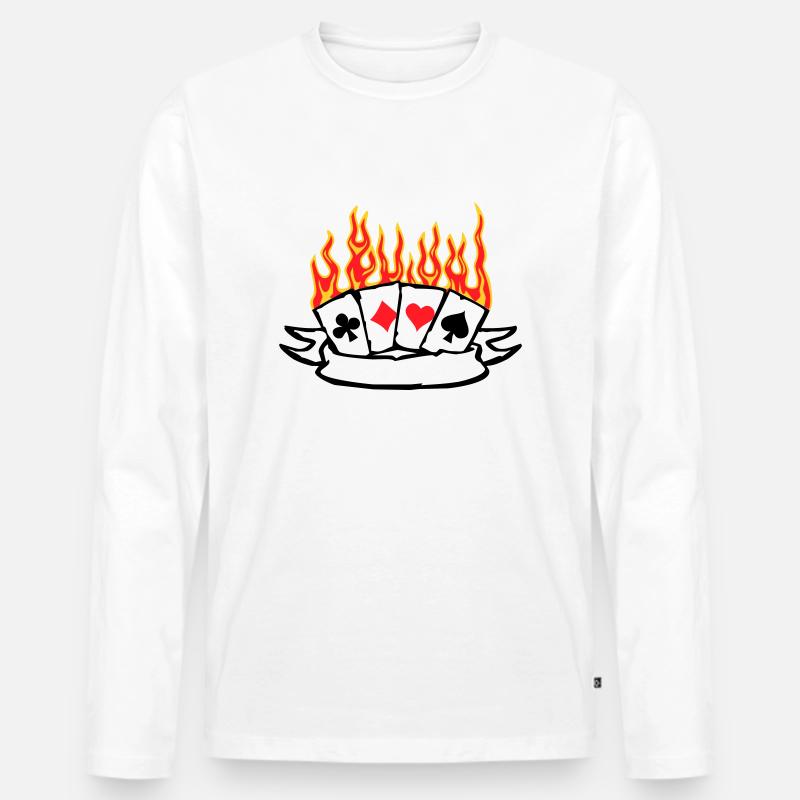 Cards Banner - Männer Premium Bio Langarmshirt - Weiß