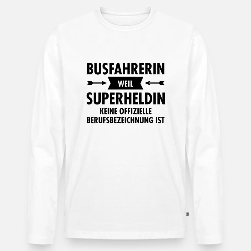 Busfahrerin - Superheldin - Männer Premium Bio Langarmshirt - Weiß