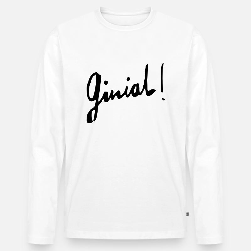 Ginial - Männer Premium Bio Langarmshirt - Weiß