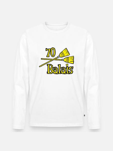 70 balais ans - T-shirt manches longues Premium bio Homme - blanc
