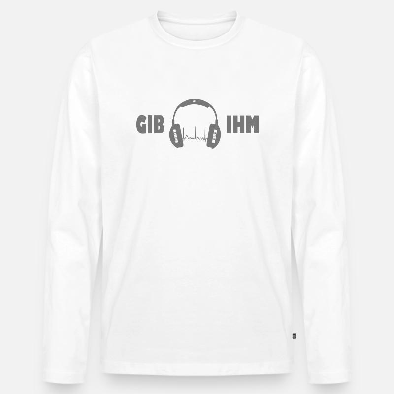 gib ihm kopfhörer exit-shirt - Männer Premium Bio Langarmshirt - Weiß