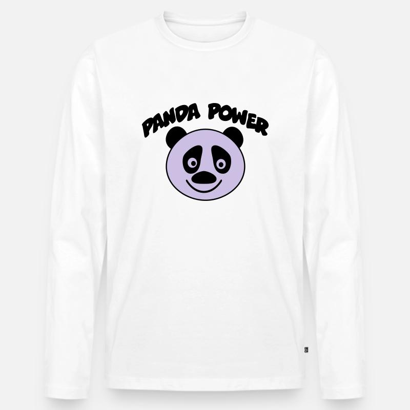 panda - Männer Premium Bio Langarmshirt - Weiß