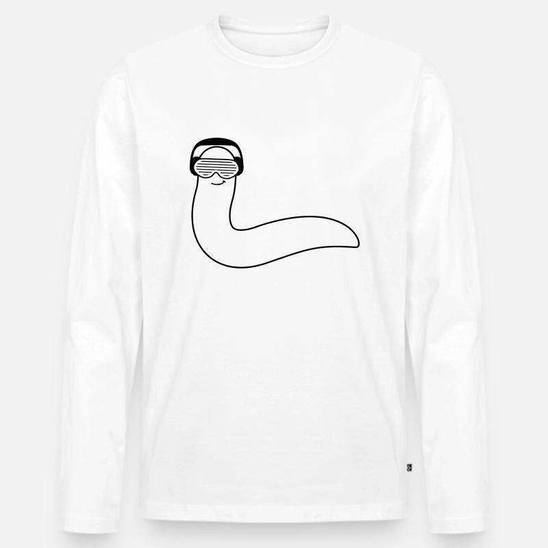 funky_dj_worm - Männer Premium Bio Langarmshirt - Weiß