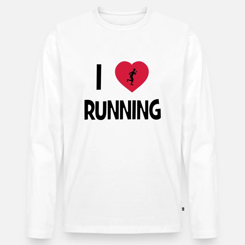 I Love Running - Männer Premium Bio Langarmshirt - Weiß