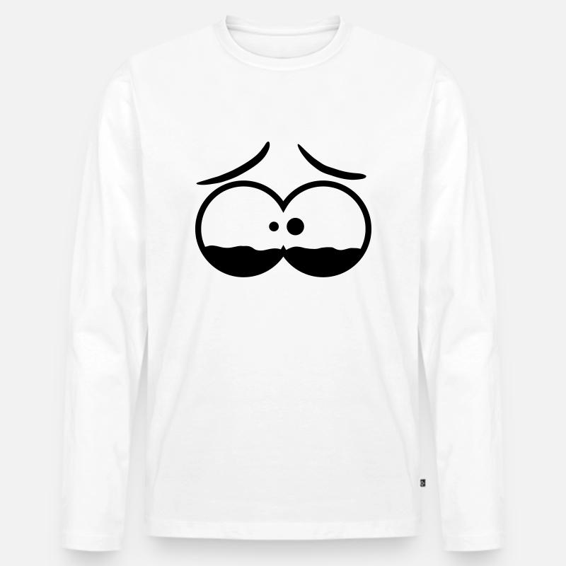 Sad Comic Face - Männer Premium Bio Langarmshirt - Weiß
