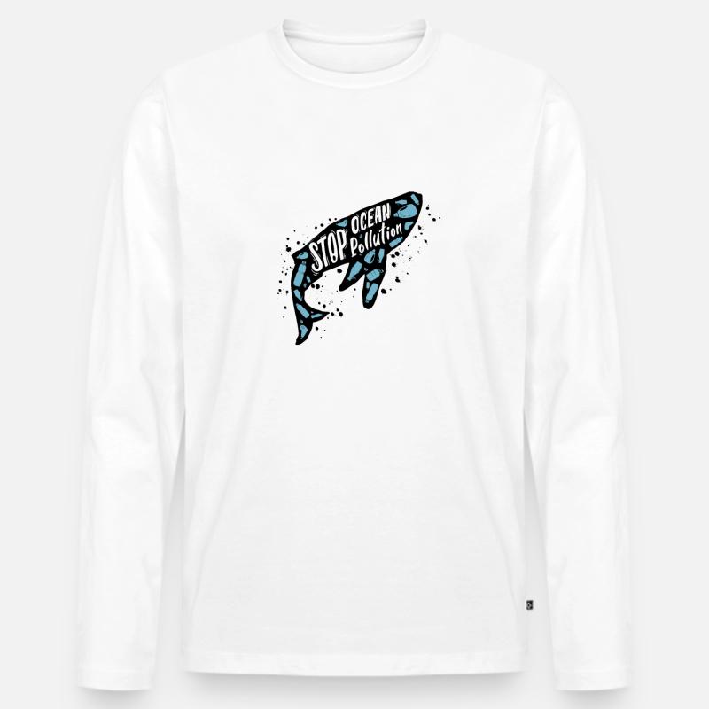 Stop Ocean Pollution! - Männer Premium Bio Langarmshirt - Weiß
