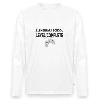 Elementary School Done - Level Complete! - Men's Premium Organic Long Sleeve Shirt - white - Front - Nico (187cm)