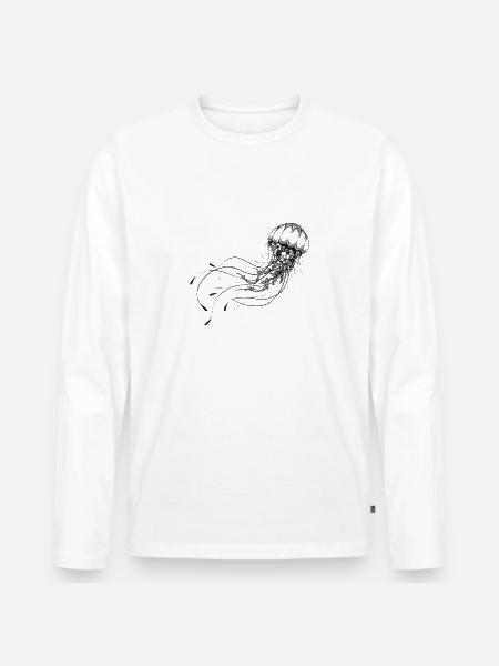 Cadeau de conception de méduse - T-shirt manches longues Premium bio Homme - blanc